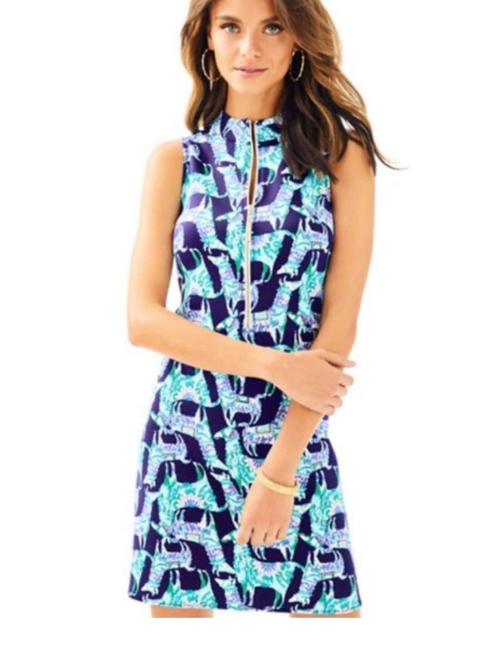 Lilly Pulitzer Zip Front Alpaca My Bags Print Dress XXS EUC